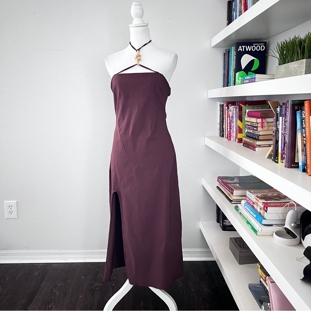 Cult Gaia Brown Castila Halterneck midi dress size large - Picture 5 of 16